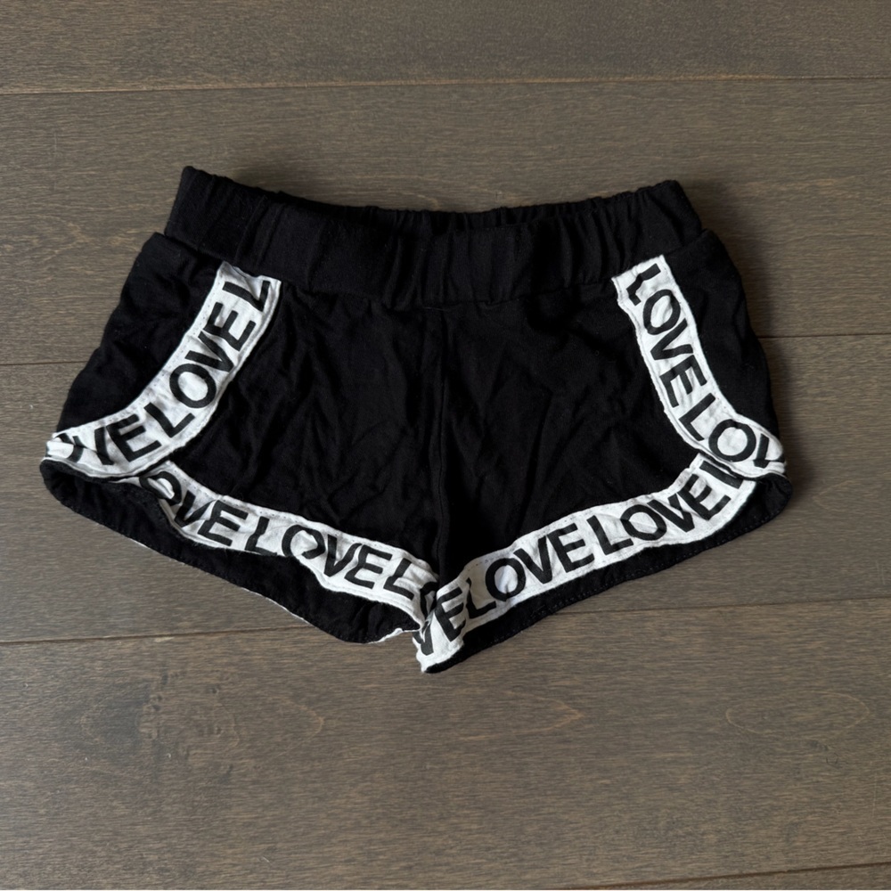 Flowers by Zoe Black Shorts with White 'LOVE' Trim